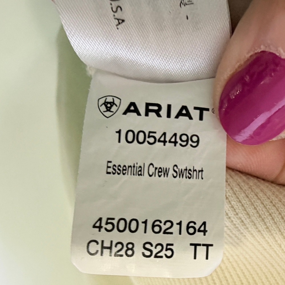 Ariat Essential Crew Sweatshirt Cream Logo Pullover 10054499 Womens XS - Picture 4 of 9